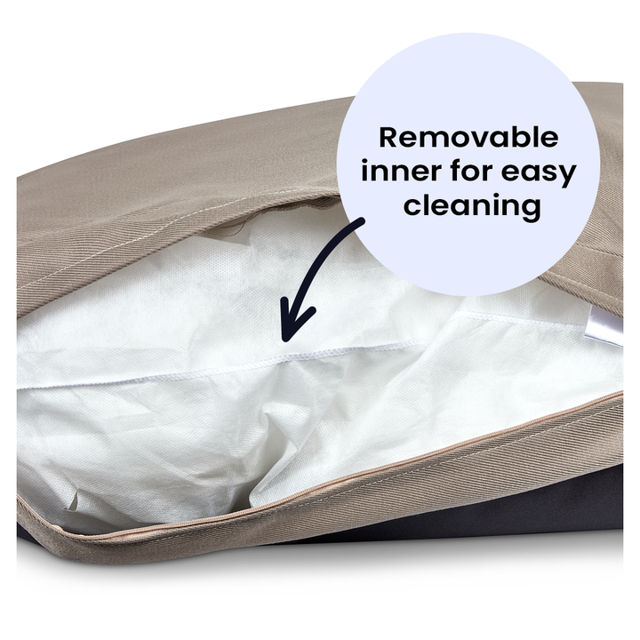 Taupe Fabric Dog Bed  Barking Beds