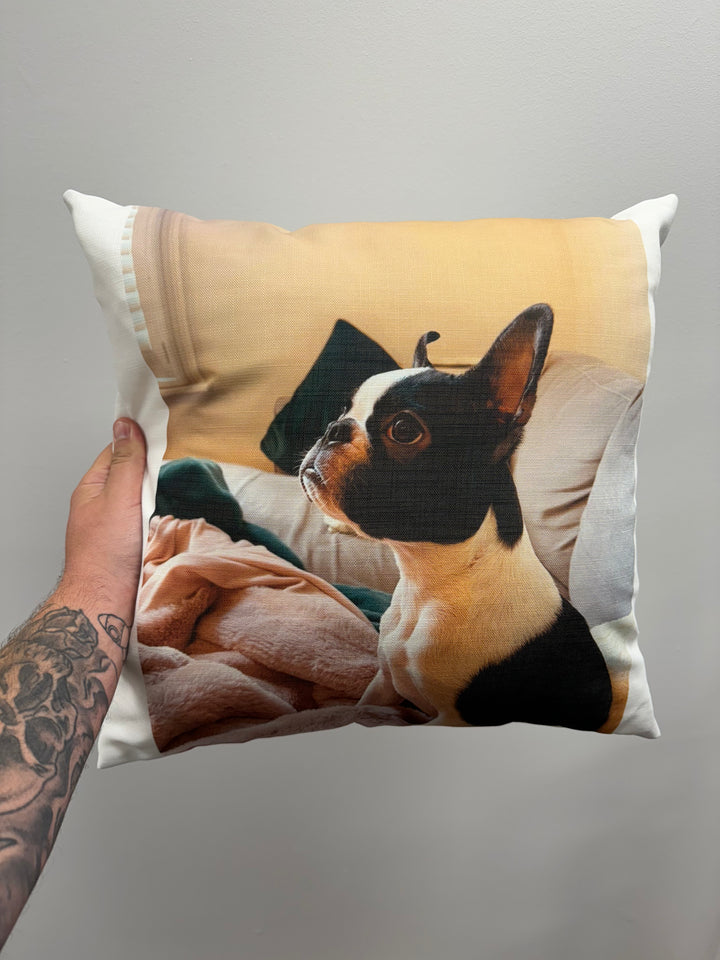 Custom Dog Photo Cushion - Square - Faux Linen Cushions Prodigi