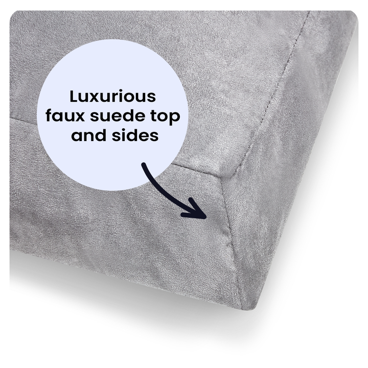 Luxury Faux Suede Dog Bed - Grey  Barking Beds