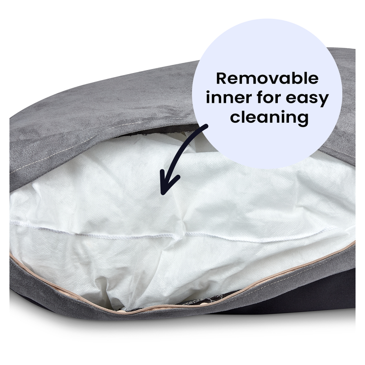 Luxury Faux Suede Dog Bed - Grey  Barking Beds