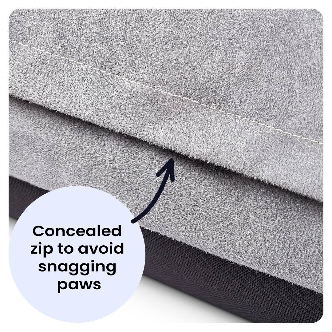 Luxury Faux Suede Dog Bed - Grey  Barking Beds