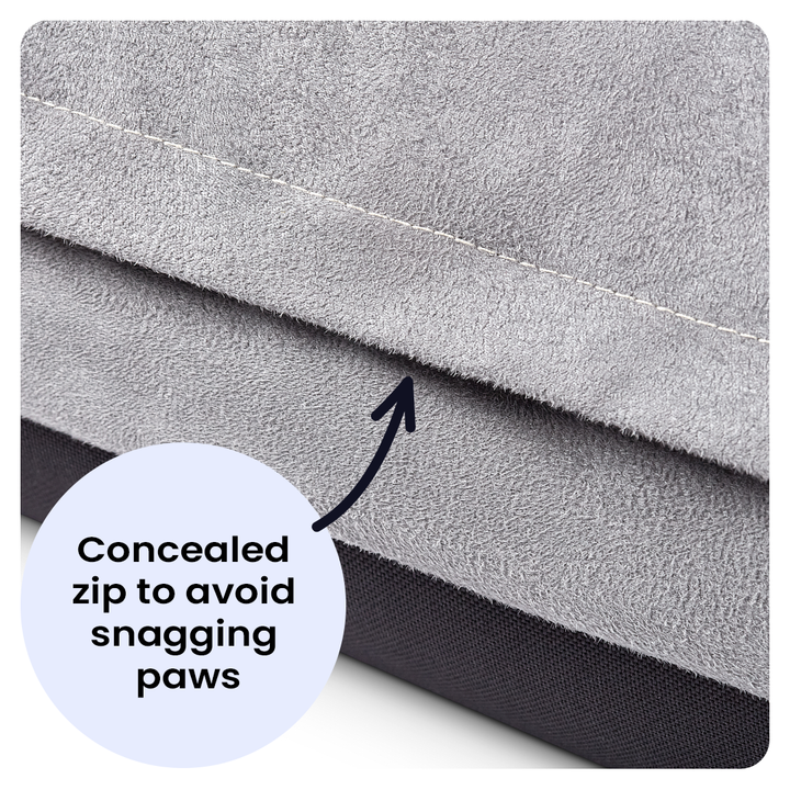 Luxury Faux Suede Dog Bed - Grey  Barking Beds
