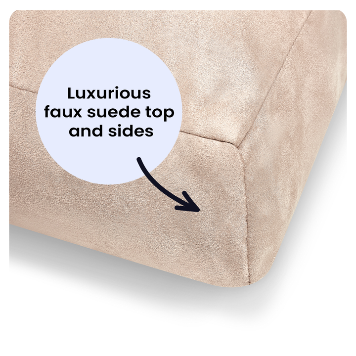 Luxury Faux Suede Dog Bed - Stone  Barking Beds