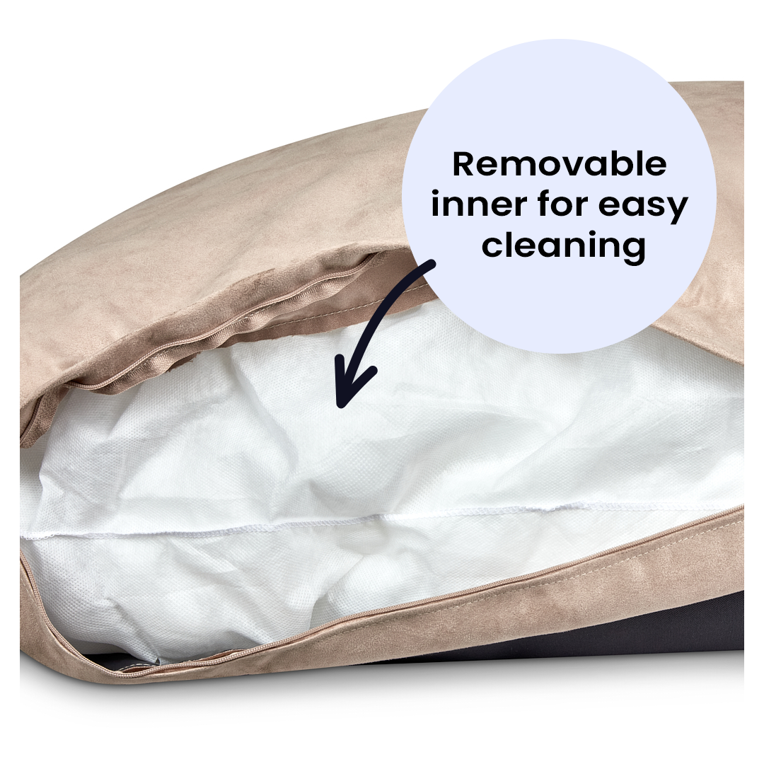 Luxury Faux Suede Dog Bed - Stone  Barking Beds