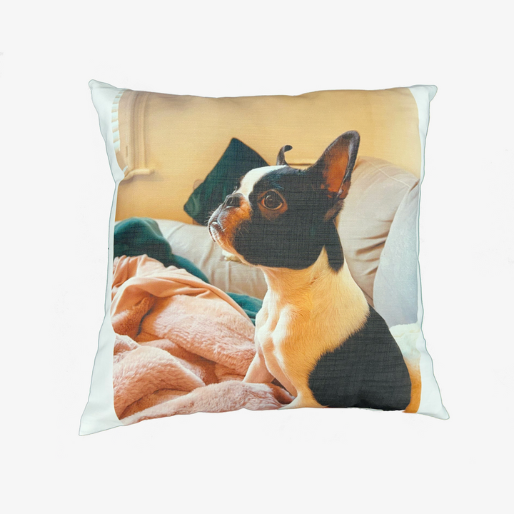 Custom Dog Photo Cushion - Square - Faux Linen Cushions Prodigi