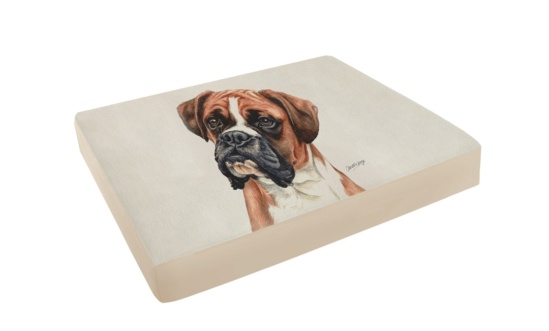 Christine Varley Luxury Printed Dog Bed - Boxer  Barking Beds