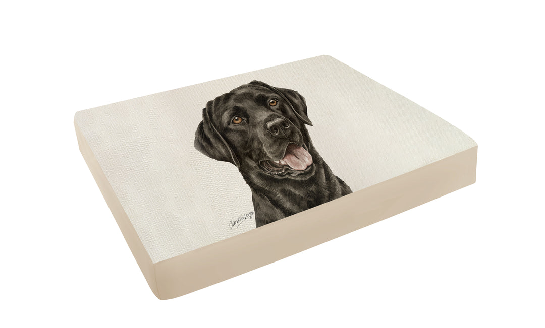 Christine Varley Luxury Printed Dog Bed - Black Labrador  Barking Beds