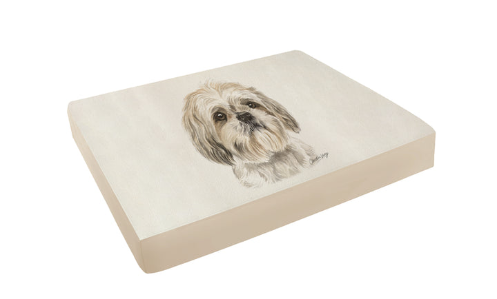 Christine Varley Luxury Printed Dog Bed - Shih Tzu  Barking Beds
