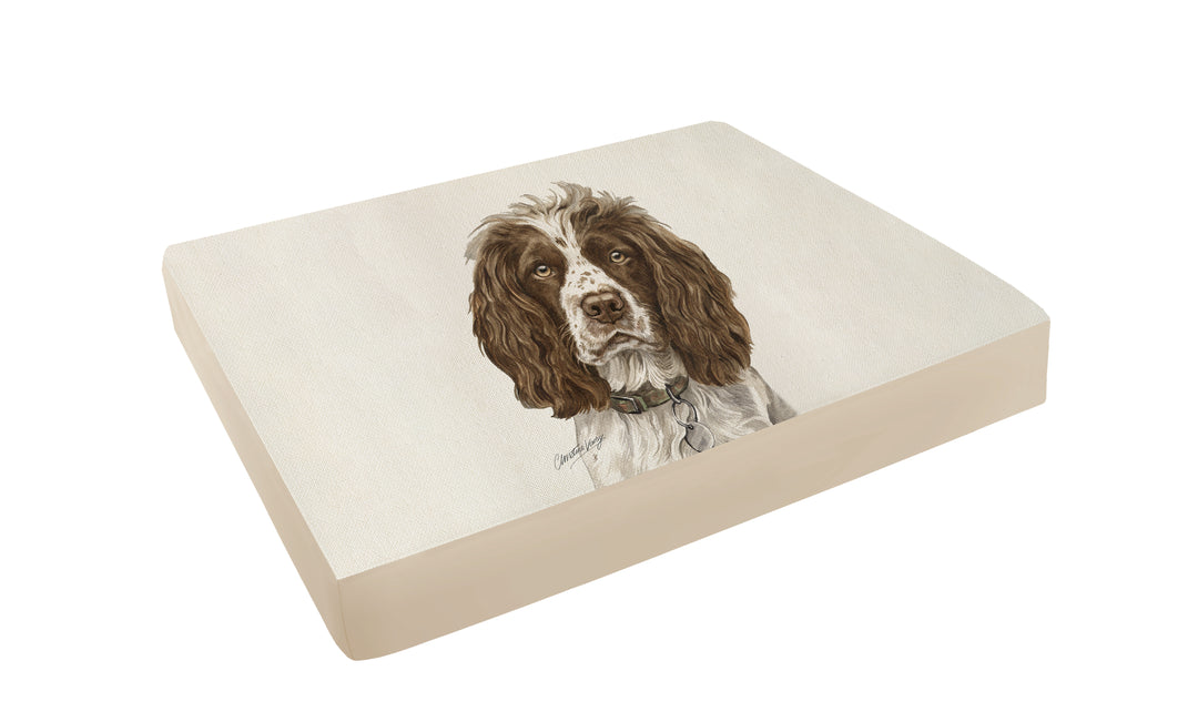 Christine Varley Luxury Printed Dog Bed - Springer Spaniel  Barking Beds
