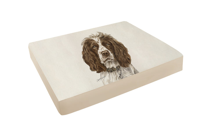 Christine Varley Luxury Printed Dog Bed - Springer Spaniel  Barking Beds