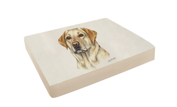 Christine Varley Luxury Printed Dog Bed - Golden Labrador  Barking Beds