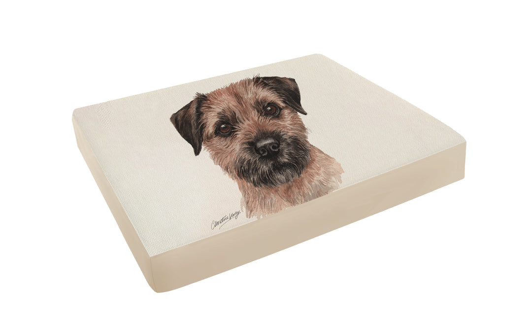 Christine Varley Luxury Printed Dog Bed - Border Terrier  Barking Beds