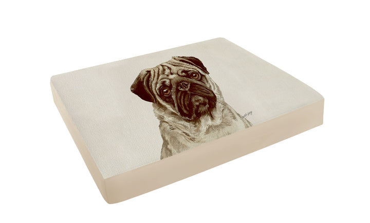 Christine Varley Luxury Printed Dog Bed - Pug  Barking Beds