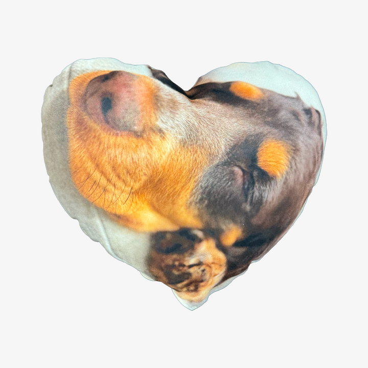 Custom Dog Photo Cushion - Heart Shaped - Faux Suede Cushions Prodigi