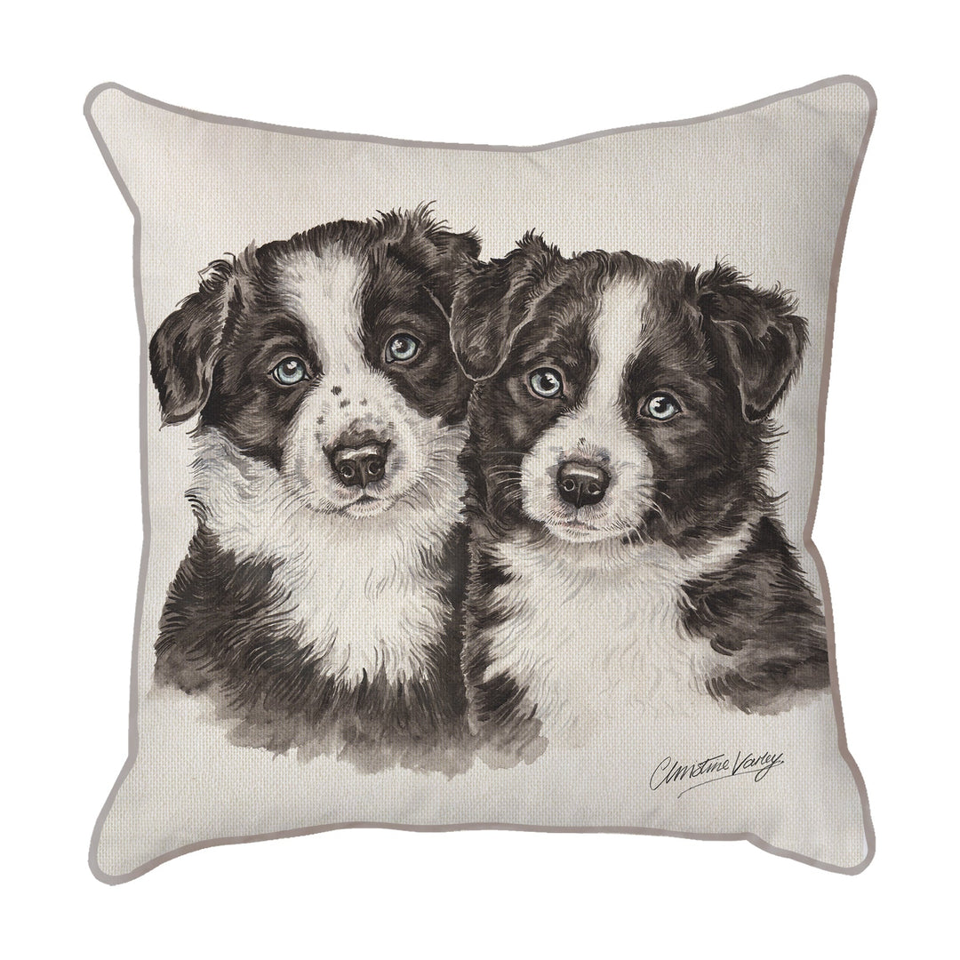 Christine Varley | Border Collie Puppies | Dog Scatter Cushion Cushions Christine Varley
