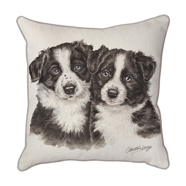 Christine Varley | Border Collie Puppies | Dog Scatter Cushion Cushions Christine Varley