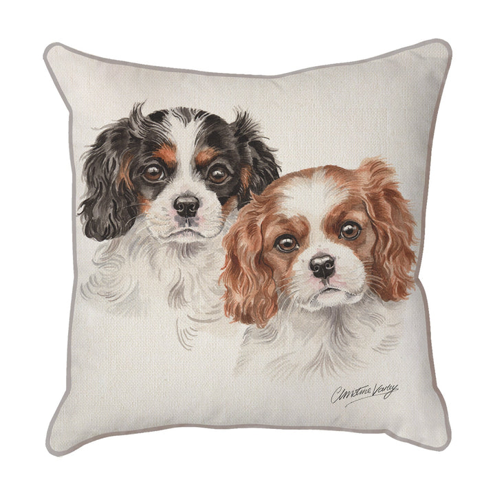 Christine Varley | Cav King Charles Puppies | Dog Scatter Cushion Cushions Christine Varley