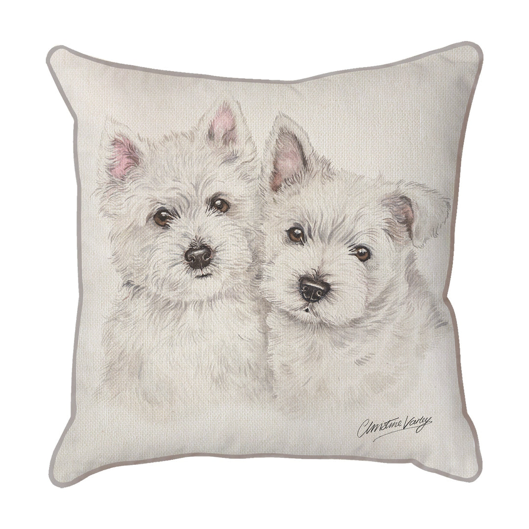Christine Varley | Westie Puppies | Dog Scatter Cushion Cushions Christine Varley