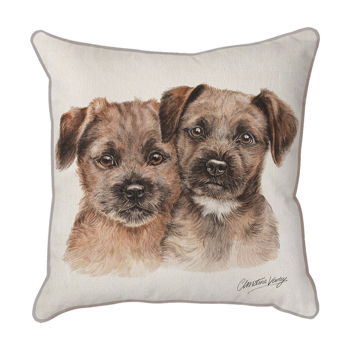Christine Varley | Border Terrier Puppies | Dog Scatter Cushion Cushions Christine Varley