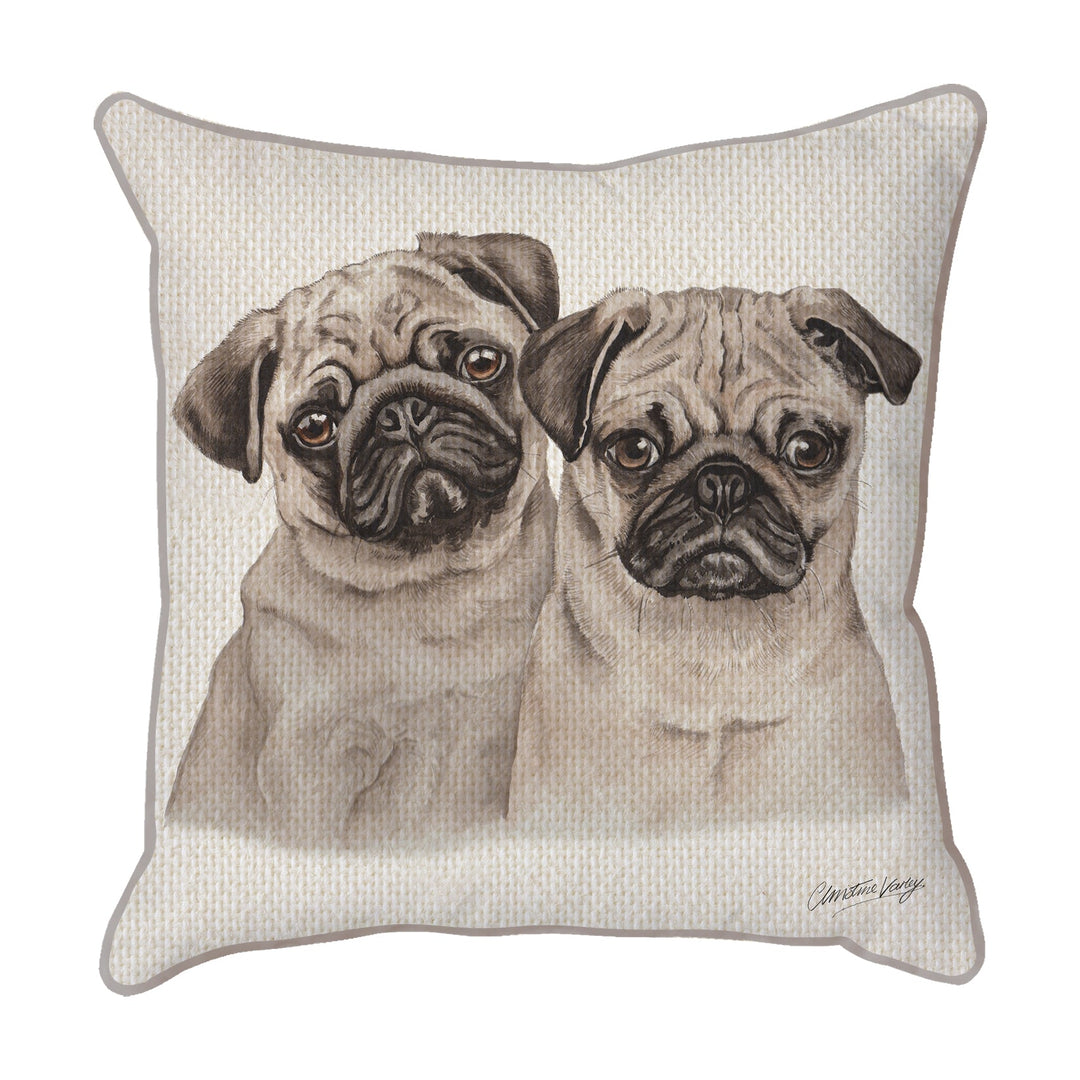 Christine Varley | Pug Puppies | Dog Scatter Cushion Cushions Christine Varley