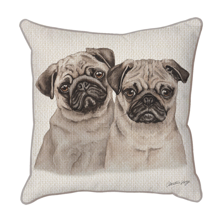 Christine Varley | Pug Puppies | Dog Scatter Cushion Cushions Christine Varley