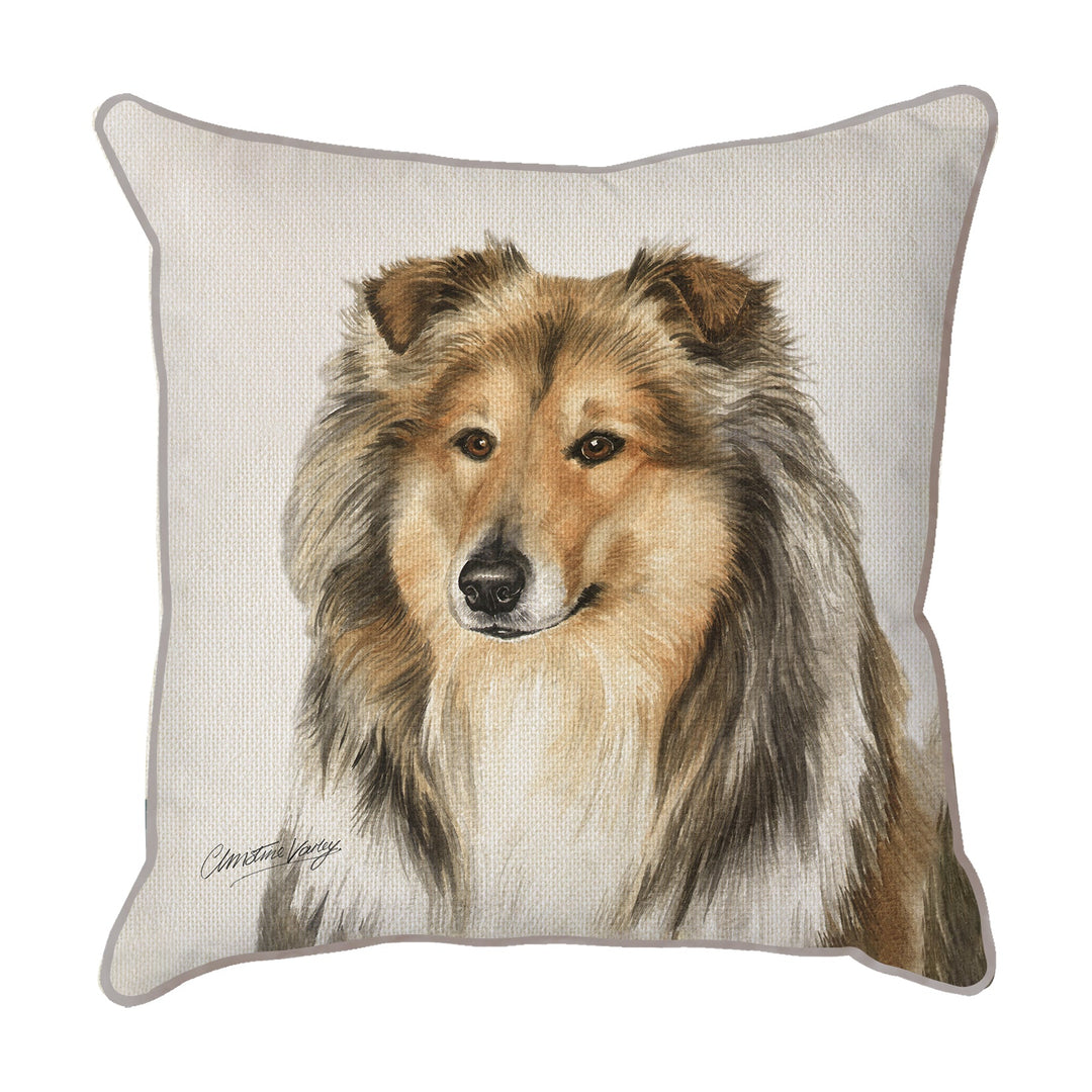 Christine Varley | Rough Collie | Dog Scatter Cushion Cushions Christine Varley