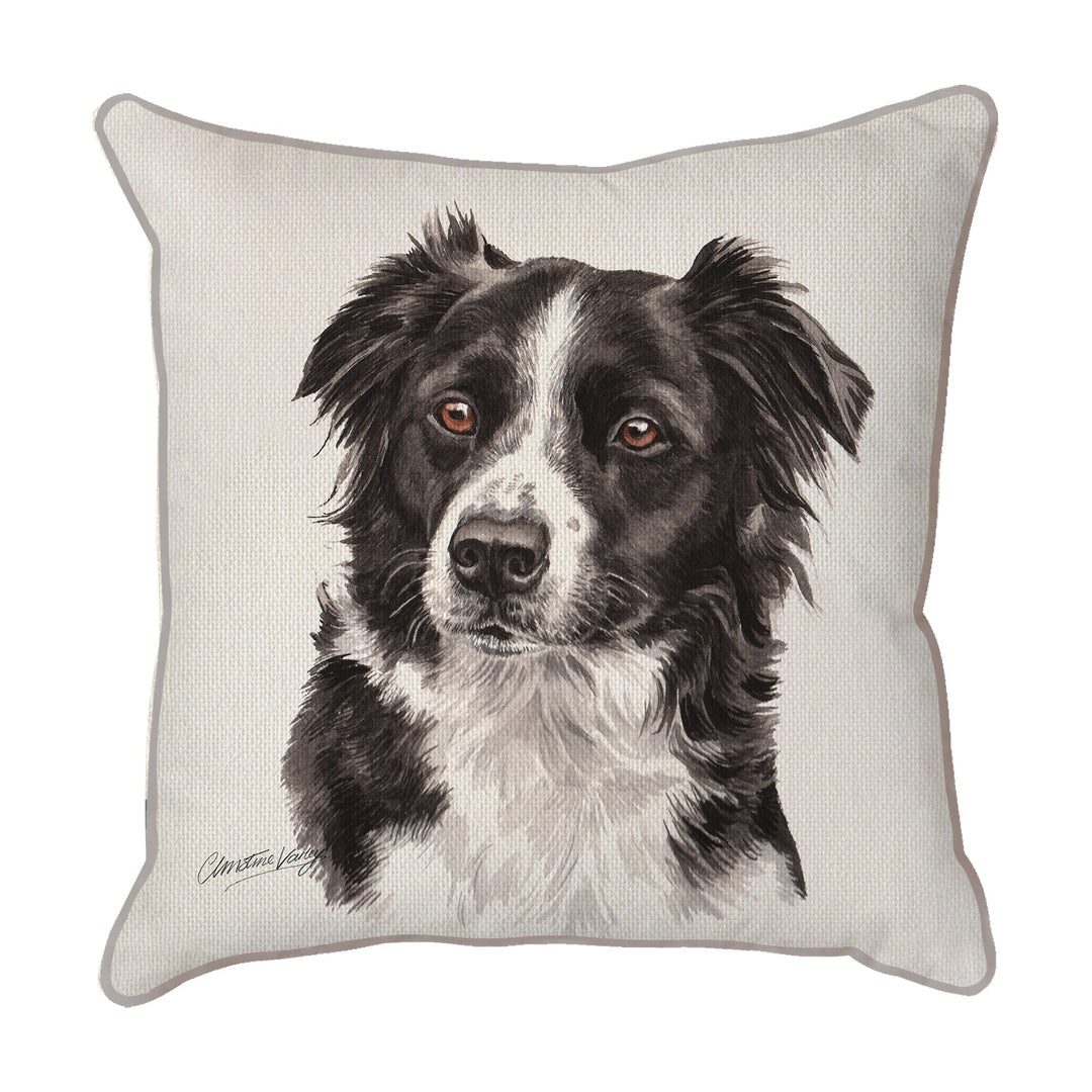 Christine Varley | Border Collie | Dog Scatter Cushion Cushions Christine Varley