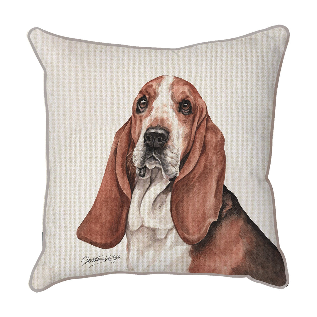 Christine Varley | Basset Hound | Dog Scatter Cushion Cushions Christine Varley