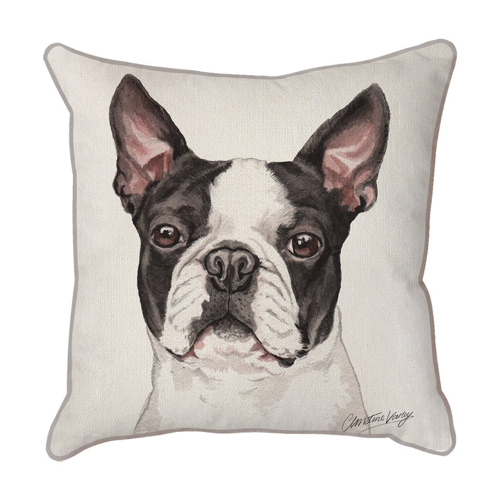 Christine Varley | Boston Terrier | Dog Scatter Cushion Cushions Christine Varley