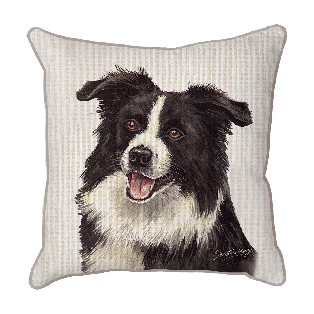 Christine Varley | Border Collie Mouth Open | Dog Scatter Cushion Cushions Christine Varley
