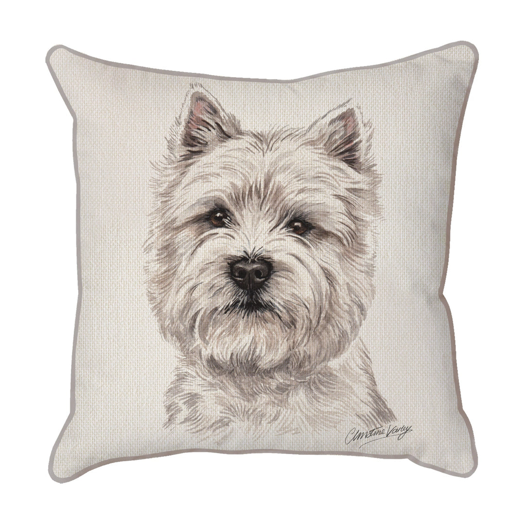 Christine Varley | West Highland Terrier - Mouth Closed | Dog Scatter Cushion Cushions Christine Varley