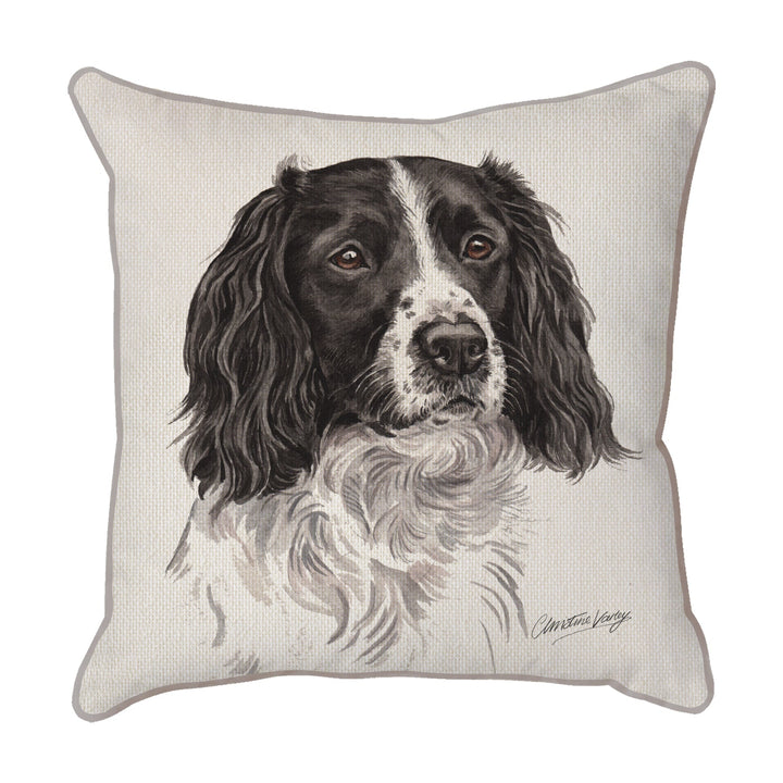 Christine Varley | Springer Spaniel Black/White | Dog Scatter Cushion Cushions Christine Varley