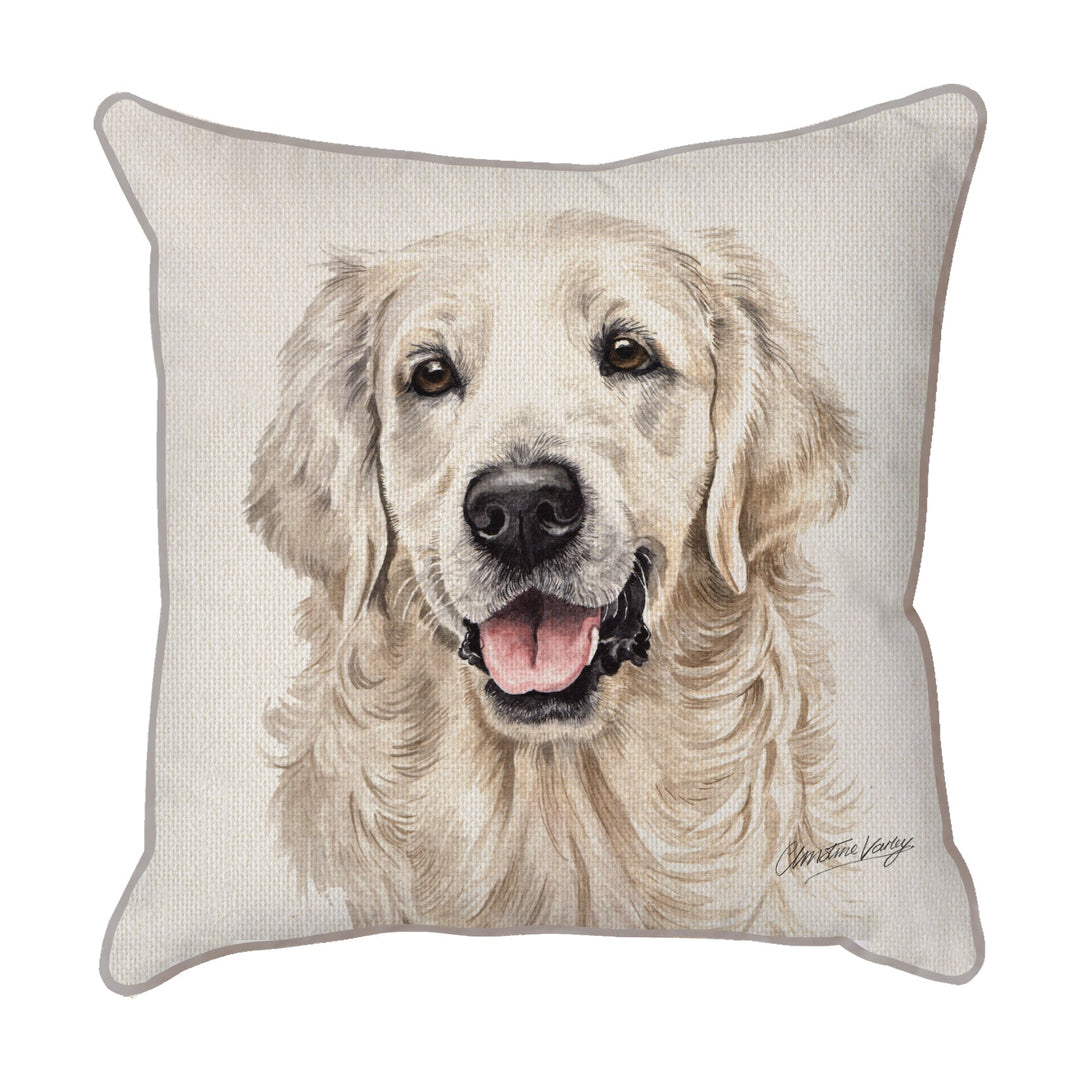 Christine Varley | Golden Retriever Mouth Open | Dog Scatter Cushion Cushions Christine Varley