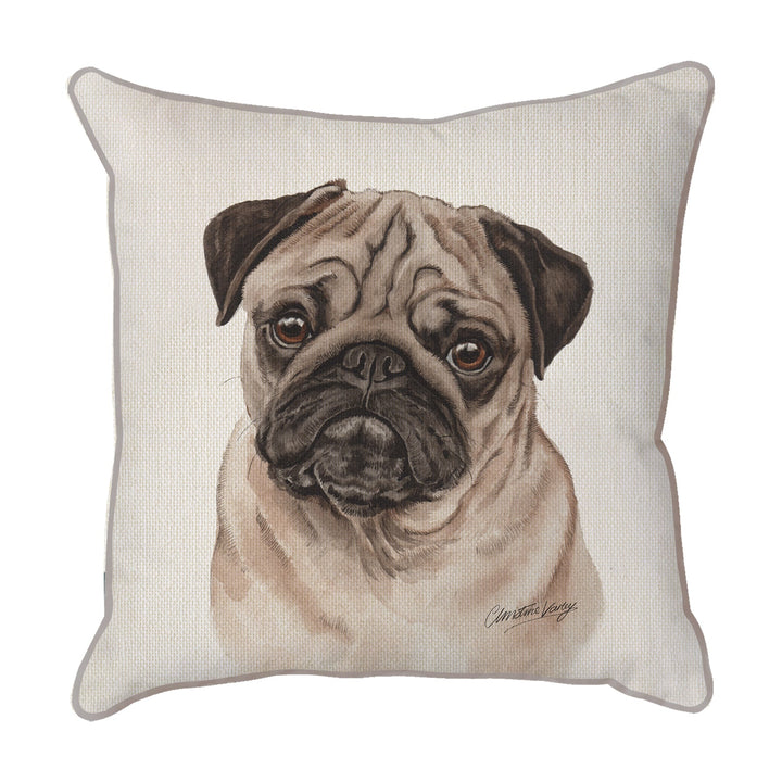 Christine Varley | Pug - Variant 2 | Dog Scatter Cushion Cushions Christine Varley