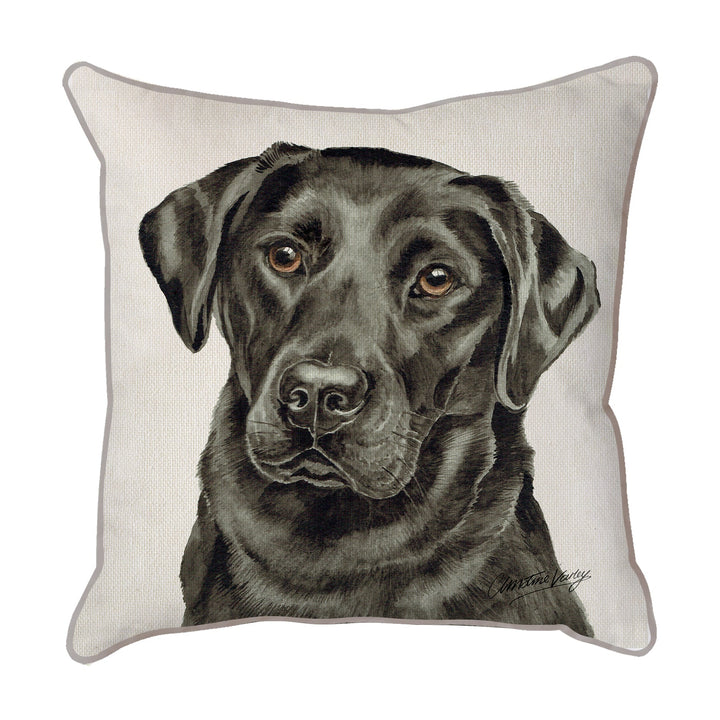 Christine Varley | Black Lab | Dog Scatter Cushion Cushions Christine Varley