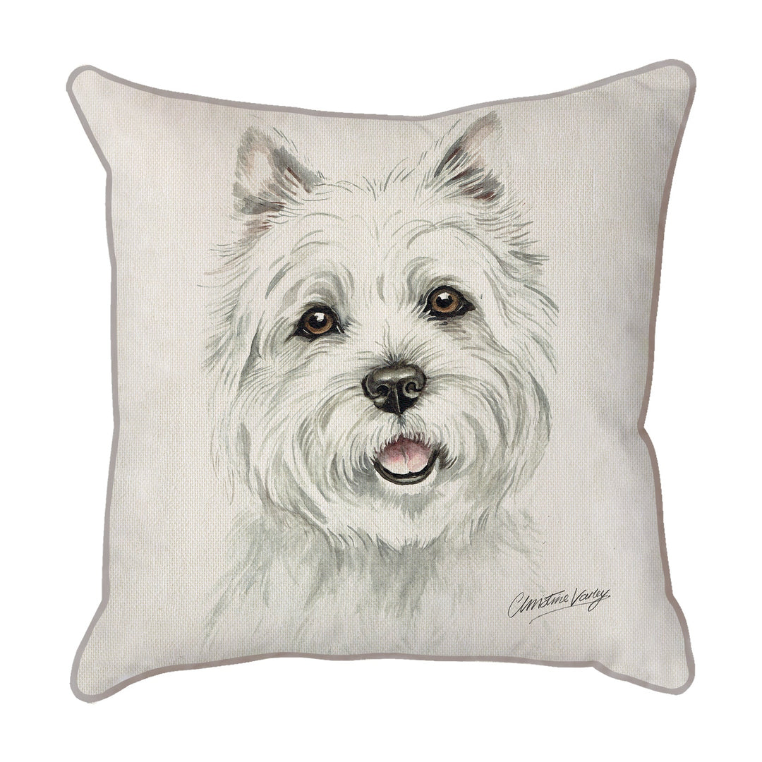 Christine Varley | West Highland Terrier - Mouth Open | Dog Scatter Cushion Cushions Christine Varley
