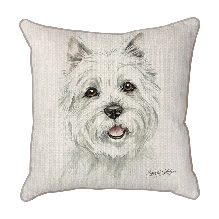 Christine Varley | West Highland Terrier - Mouth Open | Dog Scatter Cushion Cushions Christine Varley