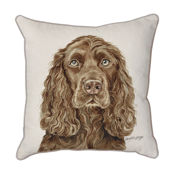 Christine Varley | Brown Spaniel | Dog Scatter Cushion Cushions Christine Varley
