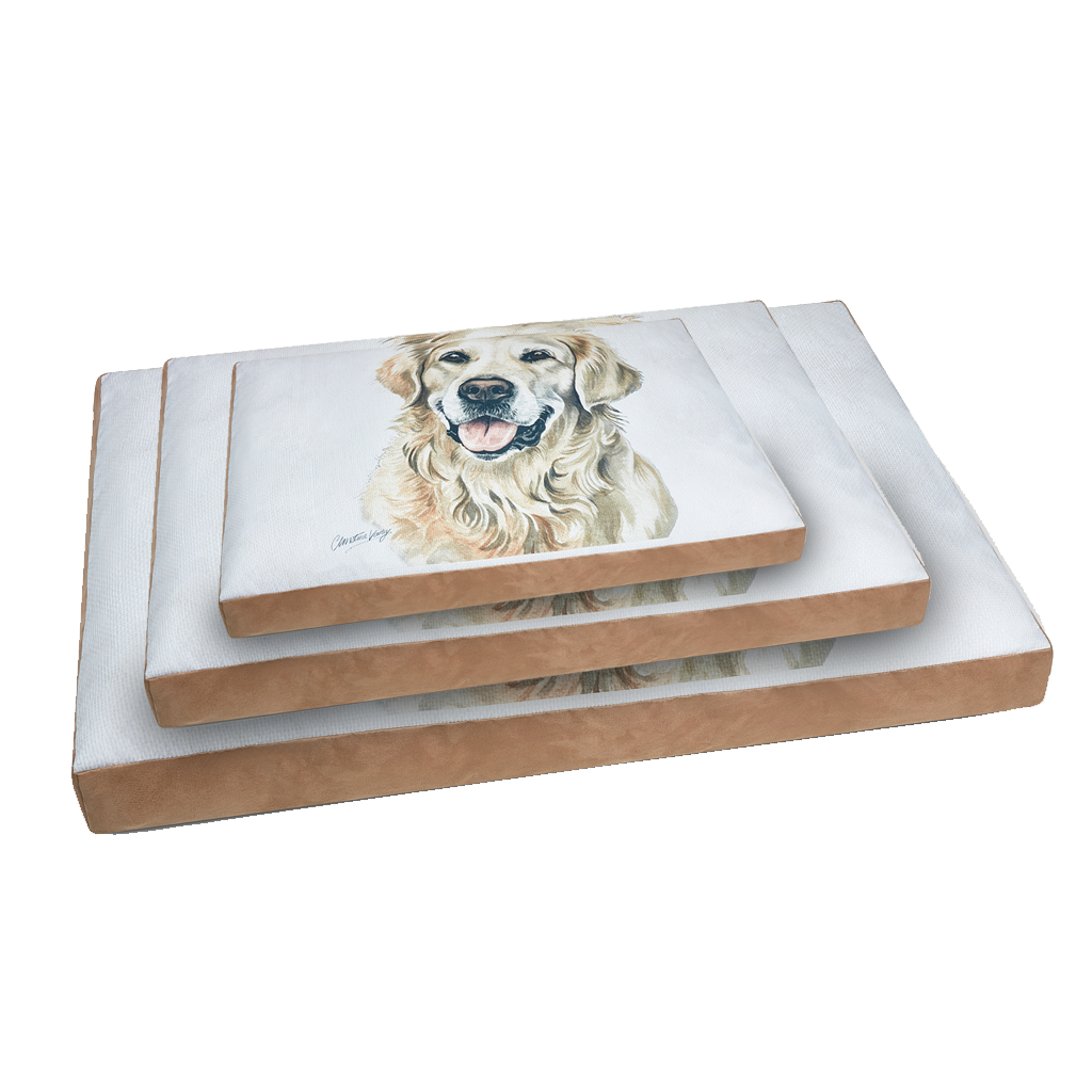Christine Varley Luxury Printed Dog Bed - Golden Retriever  Barking Beds   