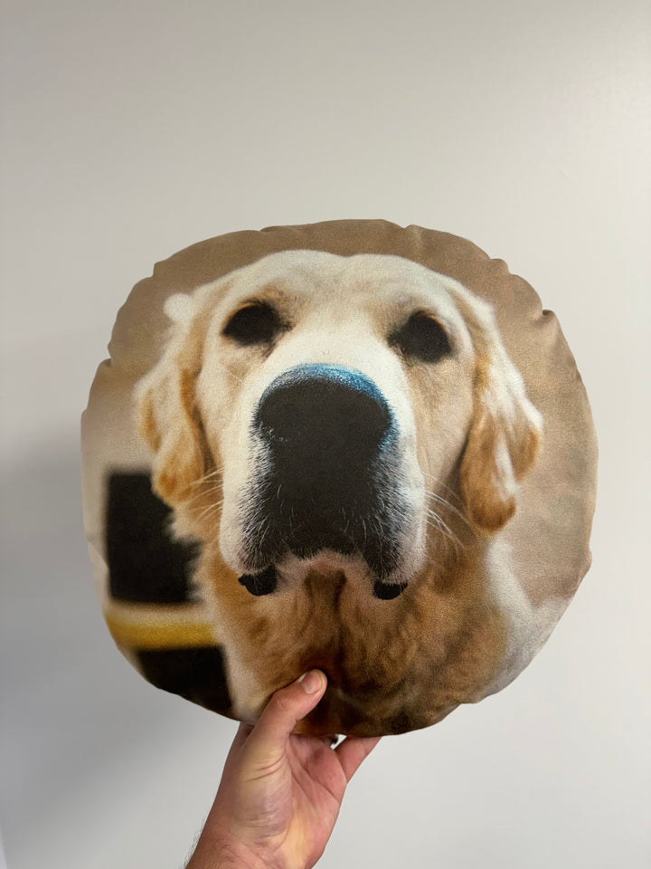 Custom Dog Photo Cushion - Round - Faux Suede Cushions Prodigi   