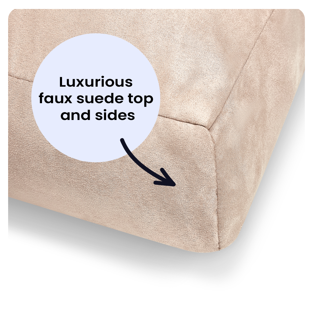 Luxury Faux Suede Dog Bed - Stone  Barking Beds   