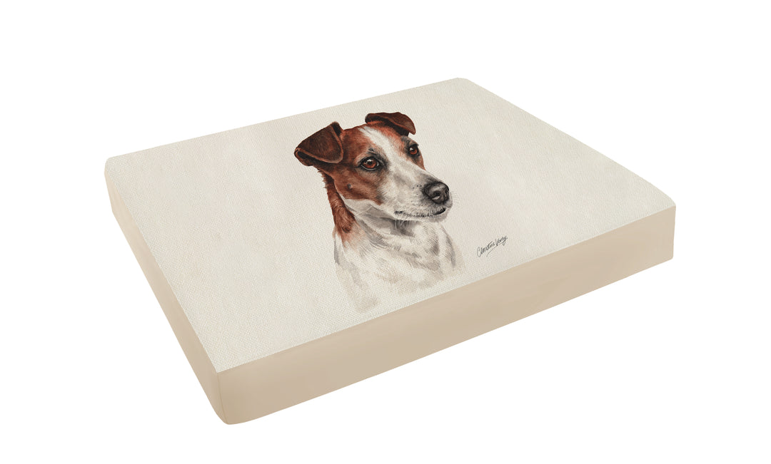 Christine Varley Luxury Printed Dog Bed - Jack Russell  Barking Beds   