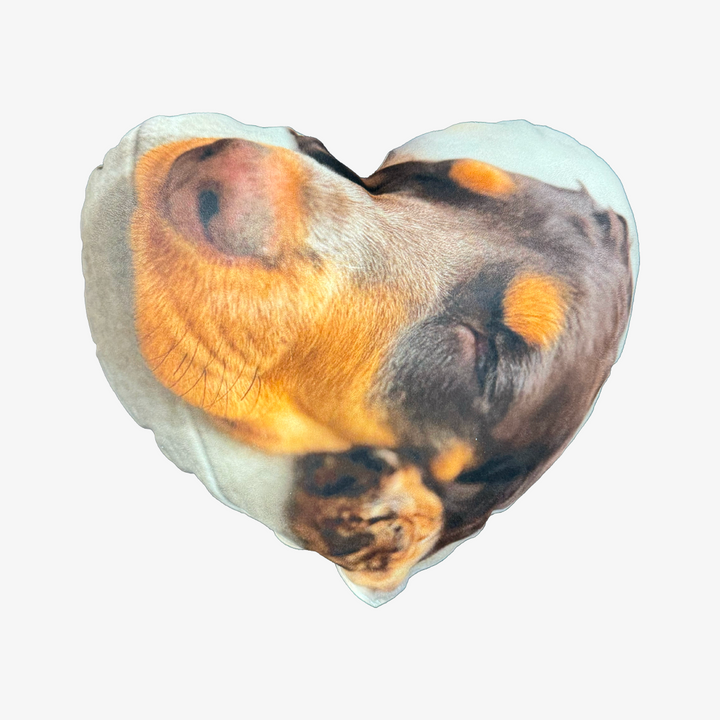 Custom Dog Photo Cushion - Heart Shaped - Faux Suede Cushions Prodigi   