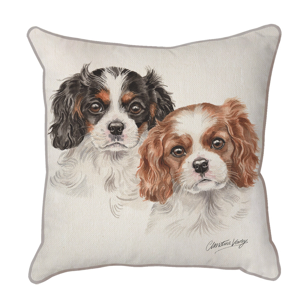 Christine Varley | Cav King Charles Puppies | Dog Scatter Cushion Cushions Christine Varley   
