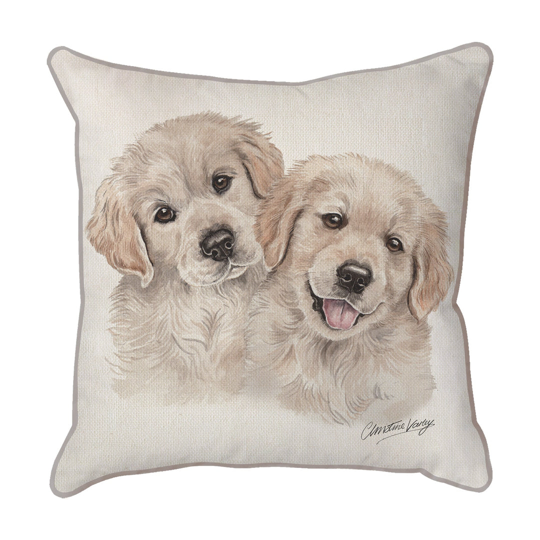 Christine Varley | Golden Retriever Puppies | Dog Scatter Cushion Cushions Christine Varley   