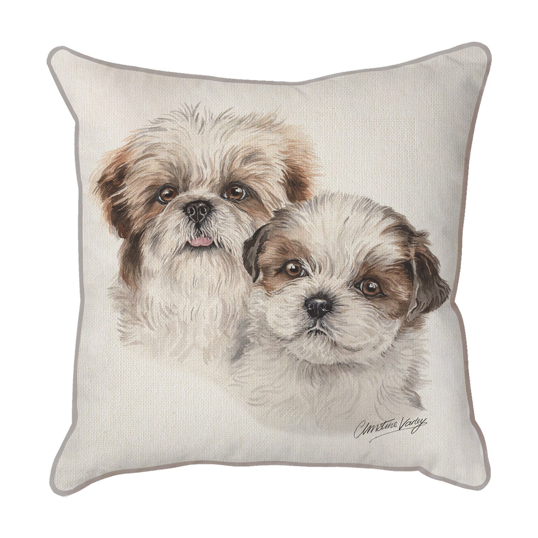 Christine Varley | Shih Tzu Puppies | Dog Scatter Cushion Cushions Christine Varley   