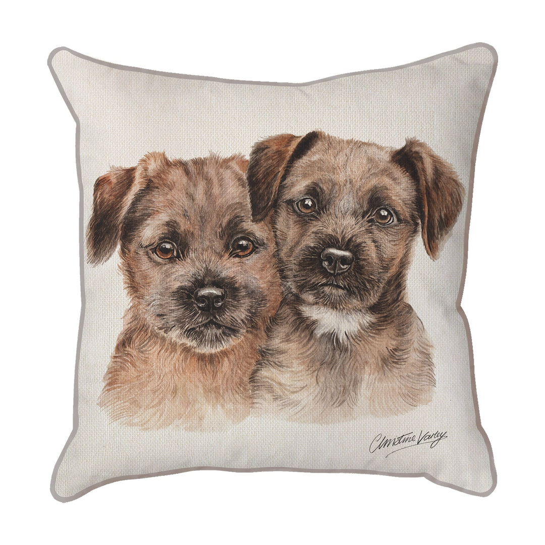 Christine Varley | Border Terrier Puppies | Dog Scatter Cushion Cushions Christine Varley   