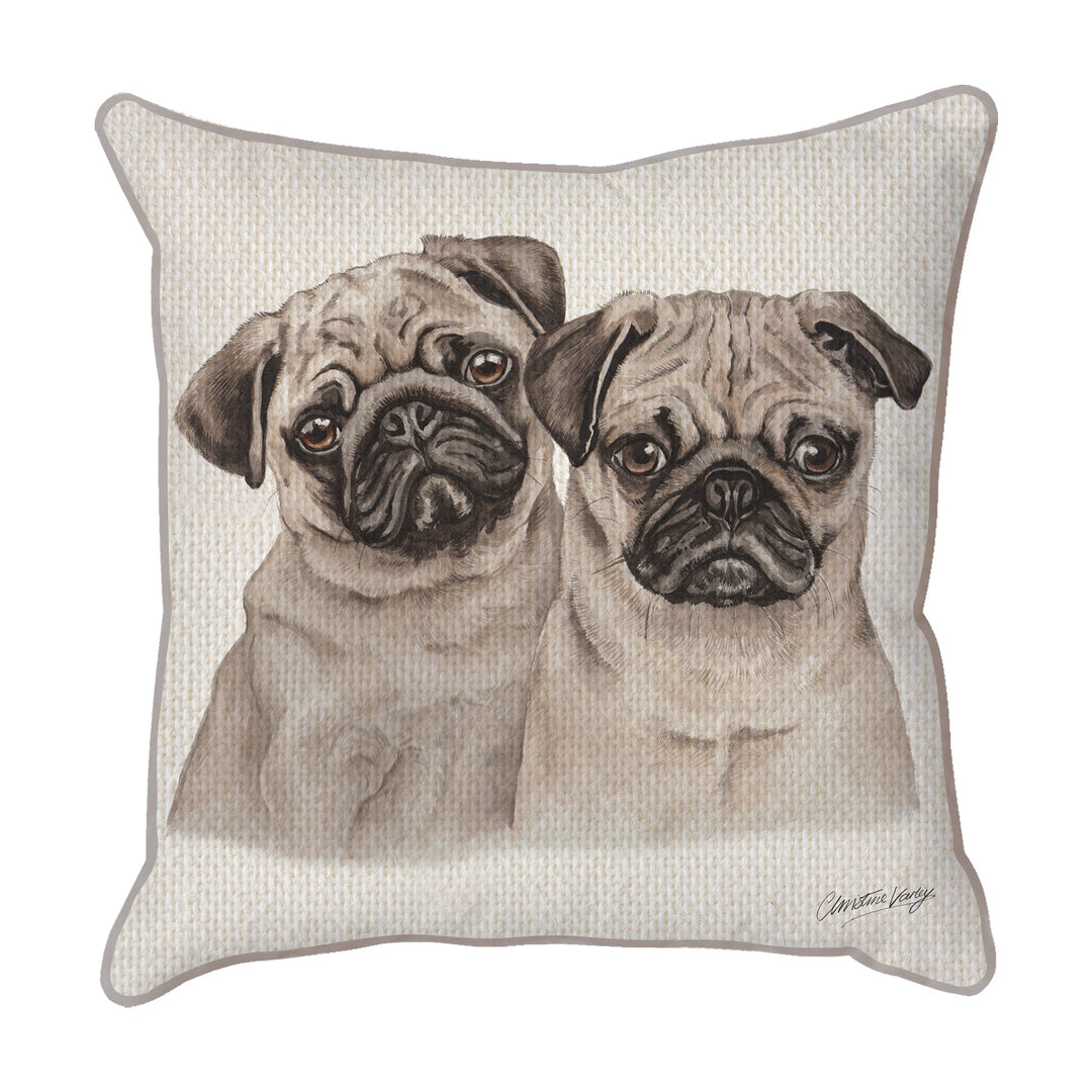 Christine Varley | Pug Puppies | Dog Scatter Cushion Cushions Christine Varley   