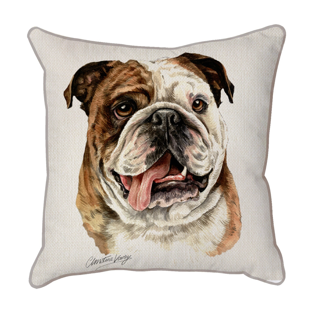Christine Varley | British Bulldog | Dog Scatter Cushion Cushions Christine Varley   