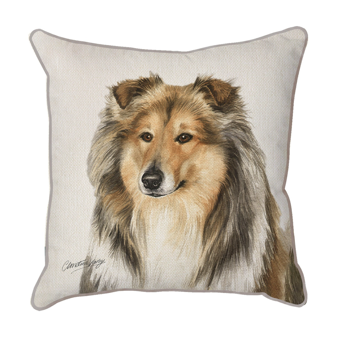 Christine Varley | Rough Collie | Dog Scatter Cushion Cushions Christine Varley   
